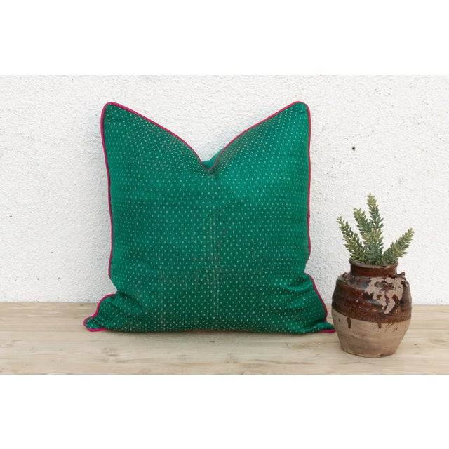 Woven in Gujarat, western India, from antique Mashru, the traditional silk-warp, cotton-weft cloth prized for its lustrous...