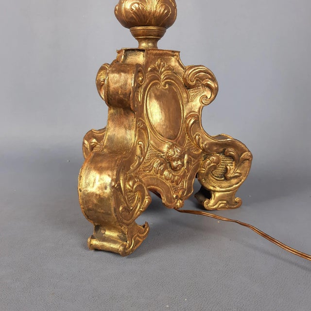Antique Table Lamp in Wood and Brass, 1890s For Sale - Image 13 of 18