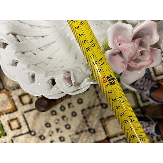 White Vintage Capodimonte Flower Basket For Sale - Image 8 of 9