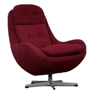 Vintage Burgundy Swivel Chair from Up Závody, 1960s For Sale