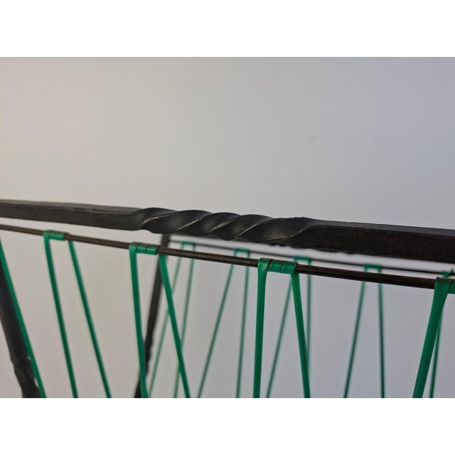 Mid-Century Czechoslovakian Magazine Rack with Green Wire, 1960 For Sale - Image 14 of 18