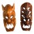 Pair of Vintage Philippine Hand-Carved Monkey Pod Wood Dragon & Demon Wall Masks For Sale