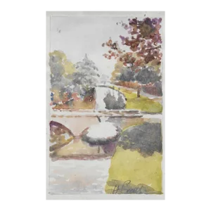 1945 Helen Smith Bourton on the Water English Village Watercolor