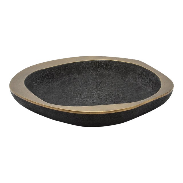 Black Shagreen & Brass Lily Bowl M by R&y Augousti For Sale