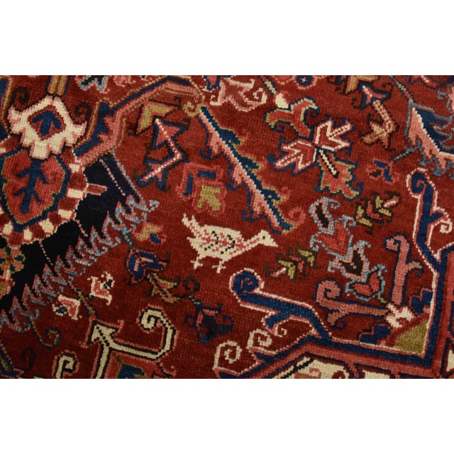1990s Heriz Rug 8’4” X 12′ Red Wool Vintage Tribal Hand-Knotted Oriental Carpet For Sale - Image 5 of 15