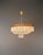 Art Deco Antique Oval Flush Mount Chandelier Brass Crystal Ceiling Light Restored Gold For Sale - Image 3 of 10