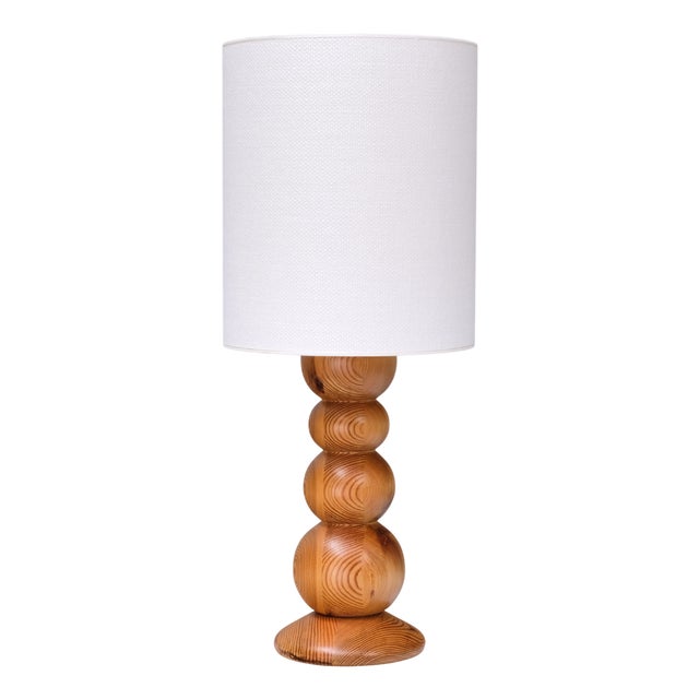Swedish Modern Table Lamp in Pine by Stig Johnsson, 1970s For Sale