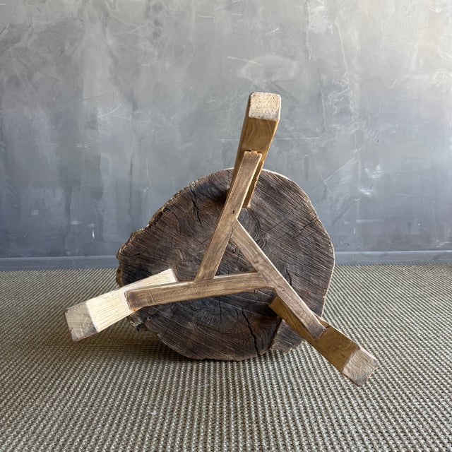 Vintage Elm Wood Chop Block Table For Sale In Los Angeles - Image 6 of 8