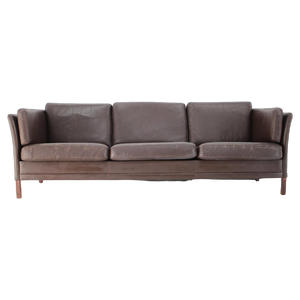 Vintage Danish Three-Seater Sofa in Brown Leather, 1970s