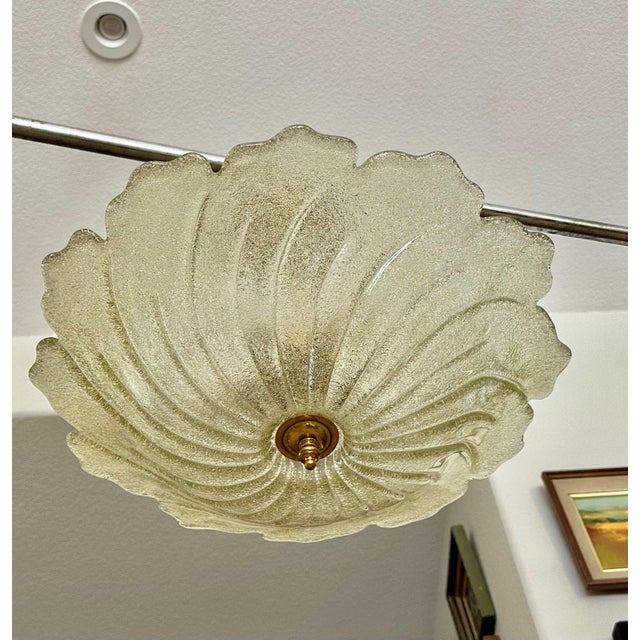 1980s Murano Gold Rugiadoso Glass Semi Flush Mount Ceiling Light For Sale - Image 5 of 18