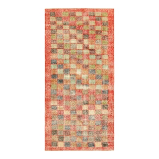 Vintage Zeki Müren Runner Rug in Bright Red With Geometric Pattern | Rug & Kilim For Sale