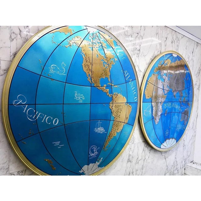 Blue Large Mid-Century Austrian World Map Wall Globe, 1950s For Sale - Image 8 of 11
