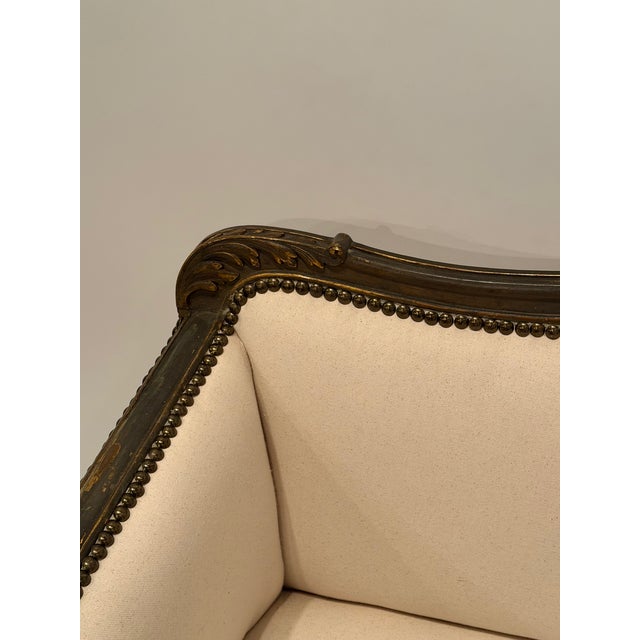 1910s Antique Louis XVI Style Newly Upholstered French Settee Loveseat For Sale - Image 5 of 14