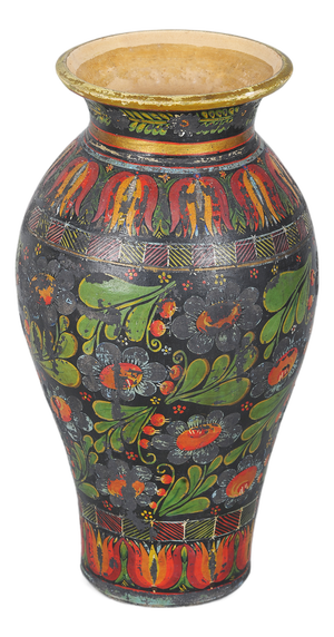 Art Deco Ceramic Vase with Folk Motifs, Czech, 1920s