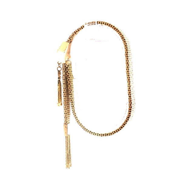 Victorian 19th Century Victorian 10k Yellow Gold Slide Tassel Bracelet With Black Enamel For Sale - Image 3 of 6