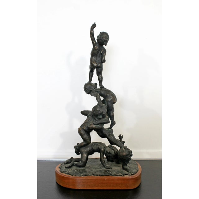 Mid Century Modern Bronze Table Sculpture Signed Edward Chesney 1972 For Sale In Detroit - Image 6 of 10