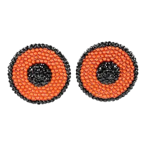 Richard Kerr Orange and Black Crystal Pair of Clip Earrings