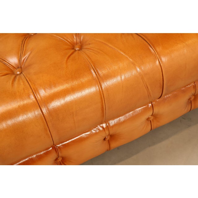 Yellow Tufted Leather Chesterfield Sofa For Sale - Image 8 of 16