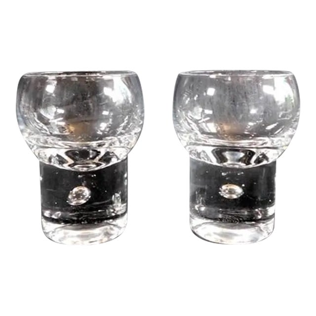 1960s Set of 2 Rocks Glasses With Bubble in the Bases For Sale