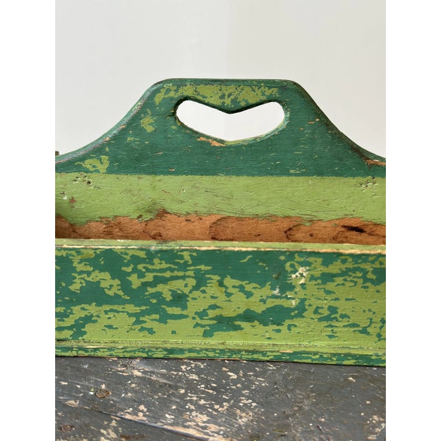Antique Green Polychrome Pine Knife Box, Mid-Late 19th Century For Sale - Image 12 of 15