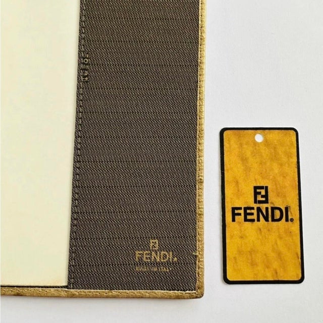 Vintage 90s Fendi Vini Wine Tasting Notes Journal Gold Notebook Ostrich Leather For Sale - Image 11 of 12