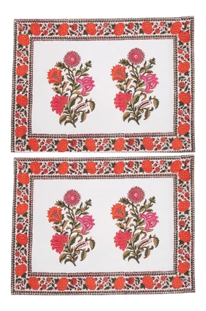 Sanya Placemats Pink & Orange - A Pair