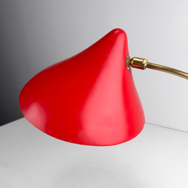 Red Table Lamp with White Crows Foot by Cosack, Germany, 1950s, in Good conditions. Designed 1950 to 1959 I have official...