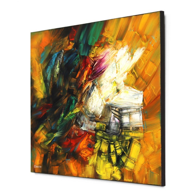 Golden September - Colorful Textured Oil Painting Original Artwork by Sergei Inkatov For Sale In Los Angeles - Image 6 of 9