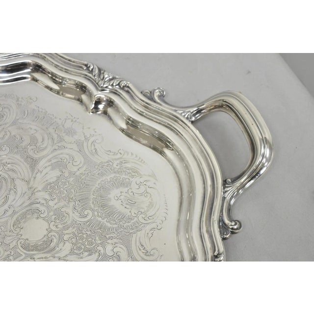 Silver Antique Reed & Barton Winthrop Silver Plated Victorian Bar Serving Platter Tray For Sale - Image 8 of 14