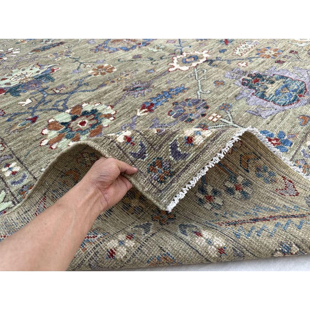 2005 Oushak Rug, Sage Green and Blue For Sale - Image 6 of 10