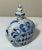 Folk Art Late 19th Century European Folk Art Delft Style Blue White Floral Painted Wood Perfume Flask Bottle For Sale - Image 3 of 10