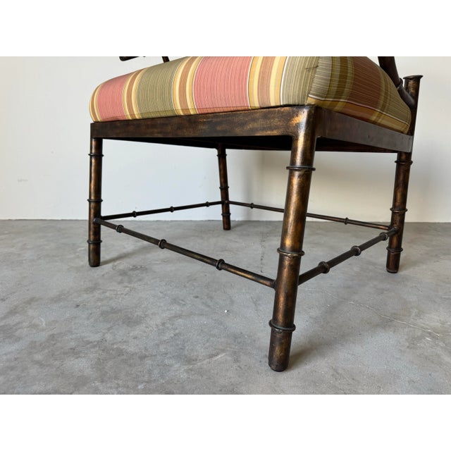 Vintage Mastercraft Asian-Style Faux Bamboo Metal Lounge Chair/ Sold For Sale - Image 9 of 12