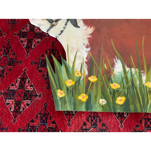 Wood 1980s Mrs. O’Leary’s Cow Oil Painting of Cow on Wood in Pasture For Sale - Image 7 of 10