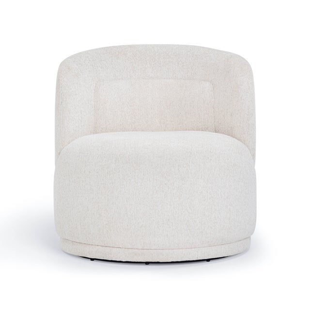Boho Chic Massa Textured Beige Swivel Accent Chair For Sale - Image 3 of 8