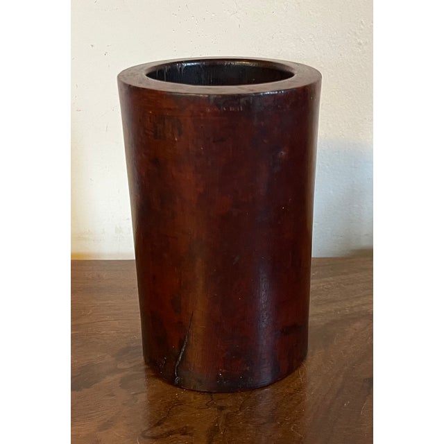 19th Century Antique 19rh Century Chinese Carved Wood Brush Pot For Sale - Image 5 of 12