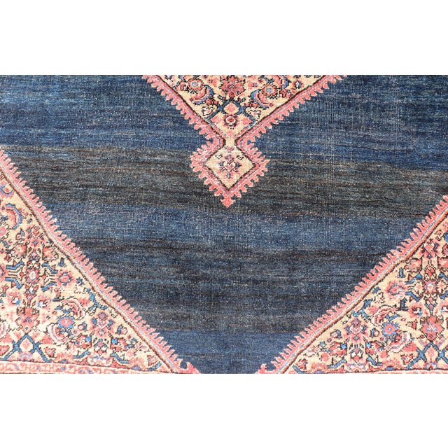 Early 20th Century Antique Persian Sultanabad Rug With Medallion on a Navy Blue Field For Sale - Image 5 of 15