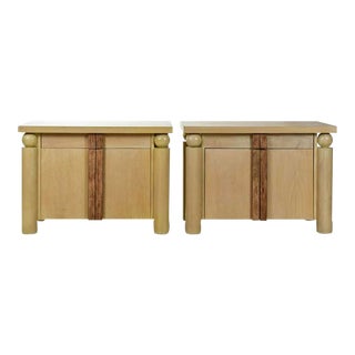 A Pair of Large Modernist 1970s Column Side Nightstands For Sale