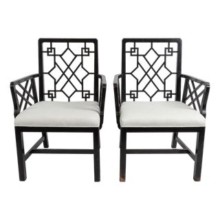 Pair of Chippendale Chinoiserie Style Armchairs From Baker Stately Homes Collection For Sale