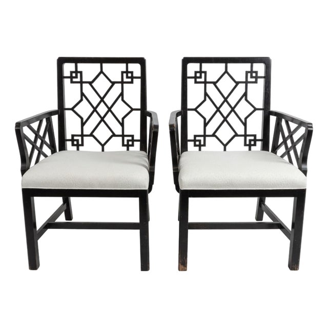 Pair of Chippendale Chinoiserie Style Armchairs From Baker Stately Homes Collection For Sale
