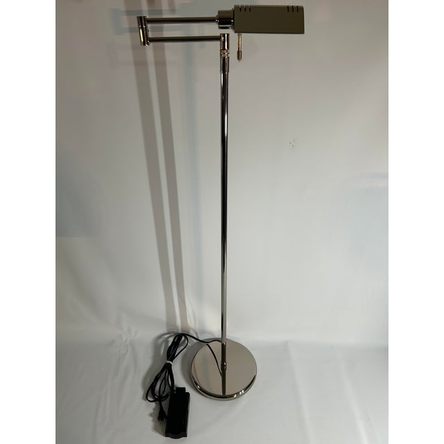 Item: Pharmacy swing-arm floor lamp. Maker: Holtkötter (Holtkoetter) Leuchten. Model: FH 210. Origin: Germany. Period:...