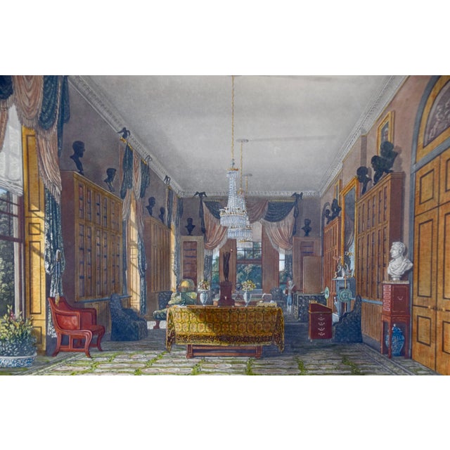 Brown Four 19th Century Hand-Colored Engravings Depicting English Royal Residences by Charles Wild, 1816 For Sale - Image 8 of 12