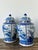 Vintage Boho Monumental Blue and White Lidded Ginger Jars - A Pair For Sale In West Palm - Image 6 of 8