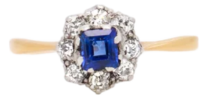 Antique Platinum-Topped 14k Gold, Sapphire, & Diamond Ring