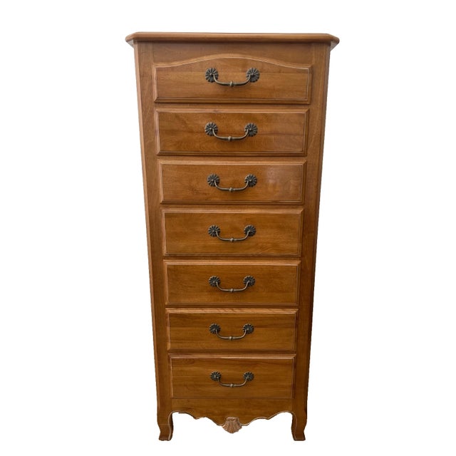 Gorgeous Vintage Ethan Allen Lingerie Dresser French Country Seven Drawers Solid Maple 54" Tall X 17" Deep X 24" wide....