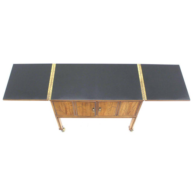 Mid-Century Modern Flip Top Bar Cart Server Cabinet For Sale - Image 10 of 11