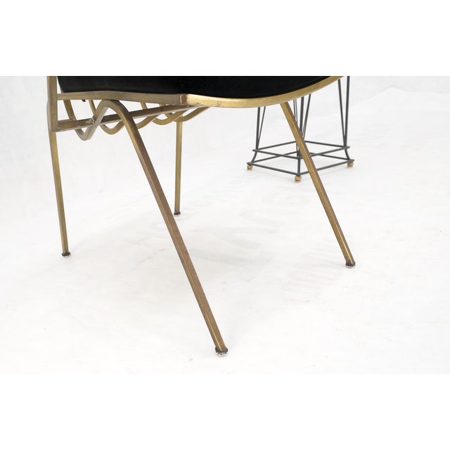 Black Bent Square Solid Brass Bar Dining Armvhair Armchair French Art Deco MCM For Sale - Image 8 of 12