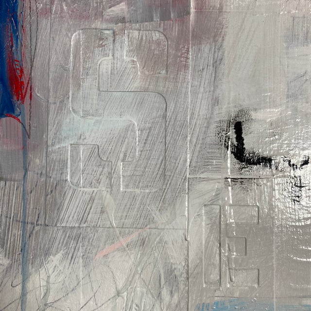 White “Lyrical Meaning" Contemporary Abstract Original Mixed-Media Painting by Linwood For Sale - Image 8 of 9