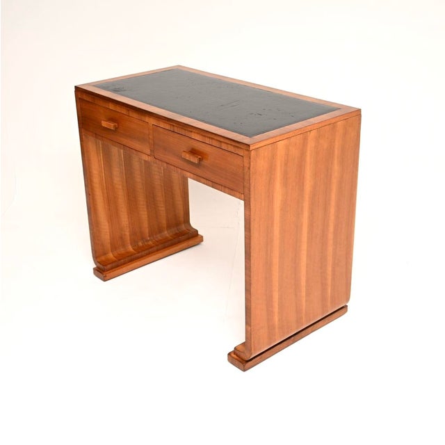 Art Deco Walnut and Leather Top Desk, 1930s For Sale - Image 4 of 11