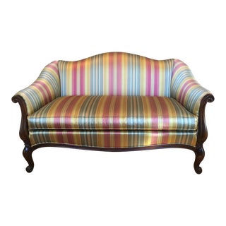 Vintage French-Style Satin-Stripe Settee For Sale