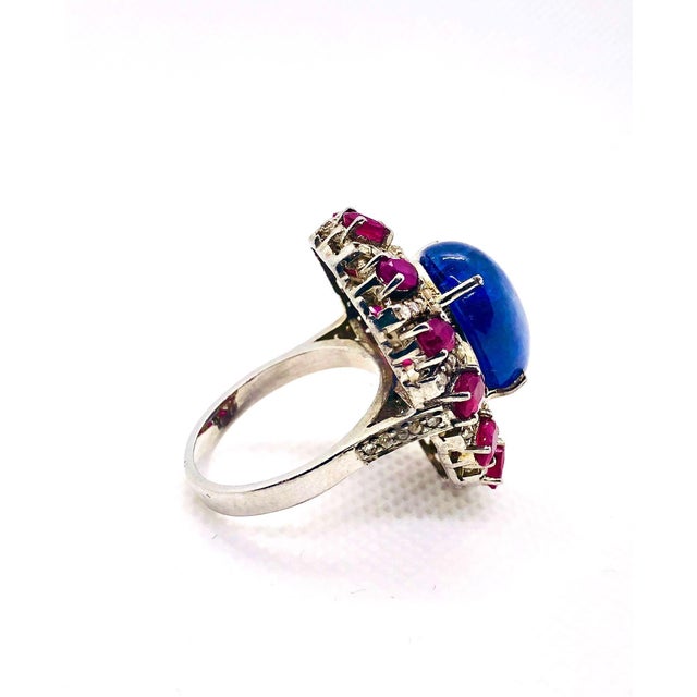 2000 - 2009 Bochic "Capri" Vintage Ruby, Tanzanite & Diamond Ring Set In 18K Gold & Silver For Sale - Image 5 of 18